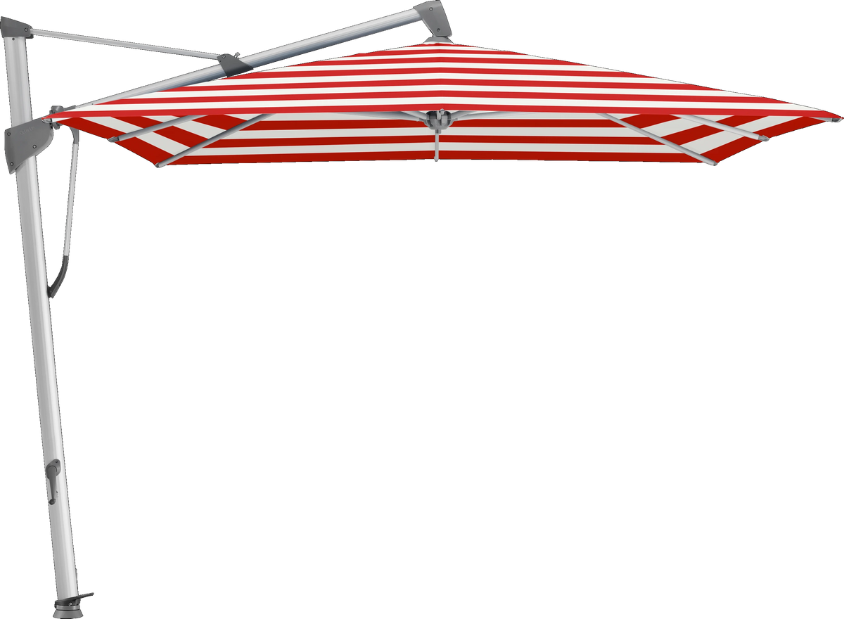 Glatz Parasol SOMBRANO® S+ carré 800 Red Stripe Alu naturel eloxé