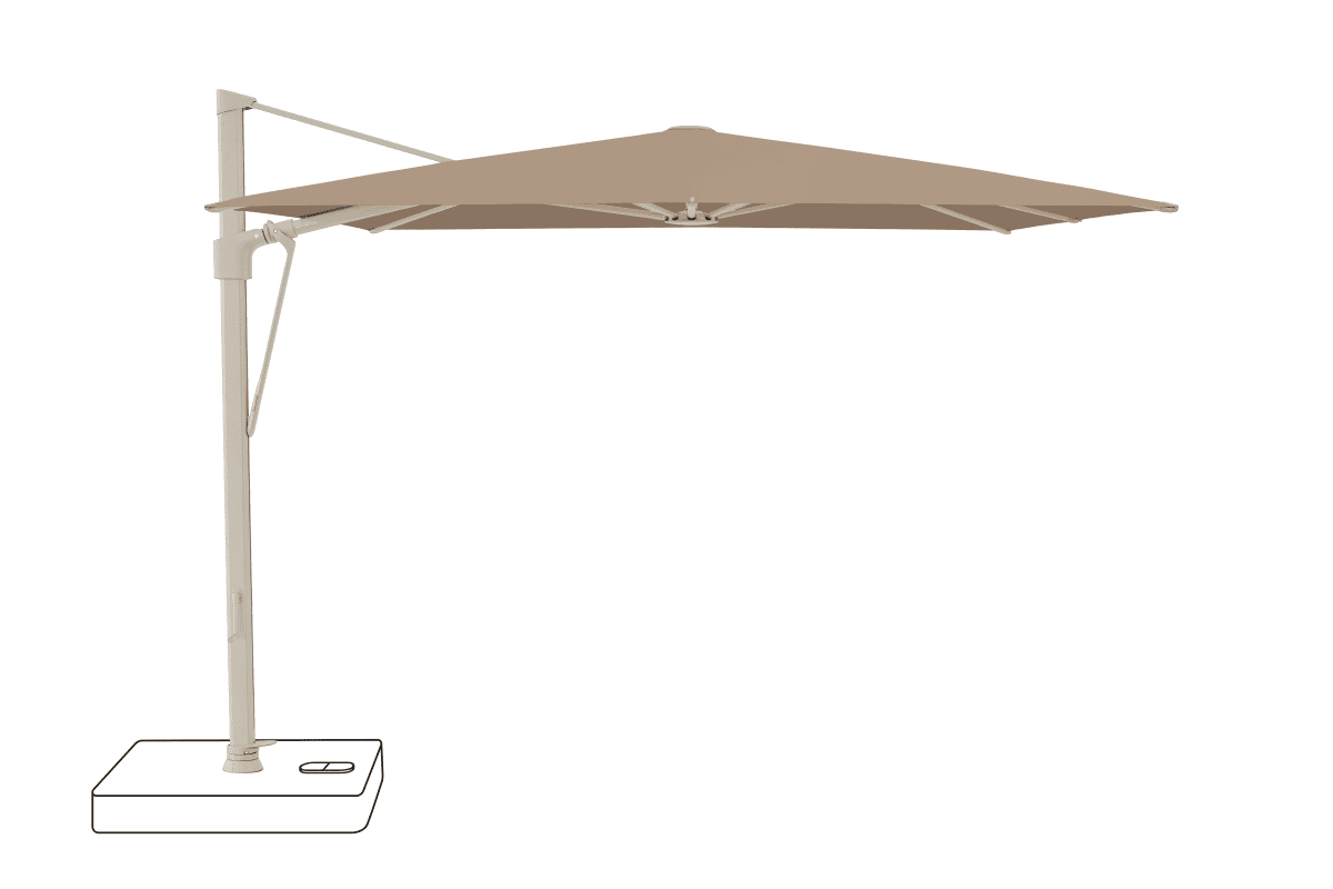 Glatz Parasol VITA Sfera carre Cat.5 650 Camel Alu laque gris soie
