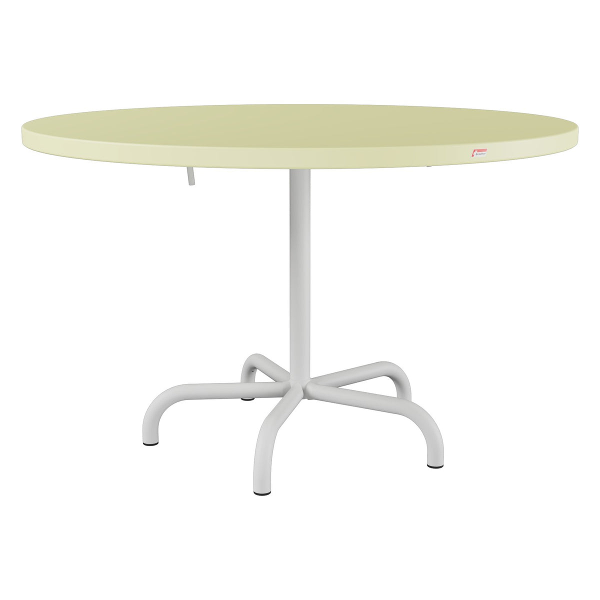 Schaffner Säntis Table repas rabattable Ø117cm – Jaune Buis 18 / Gris Argent 78