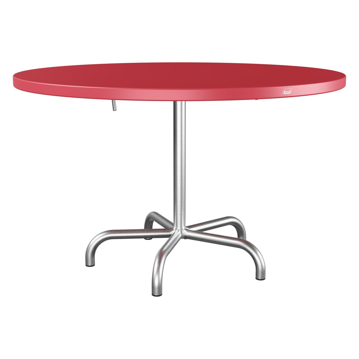 Schaffner Säntis Table repas rabattable Ø117cm – Rouge Érable 33 / Galvanisé à chaud 02