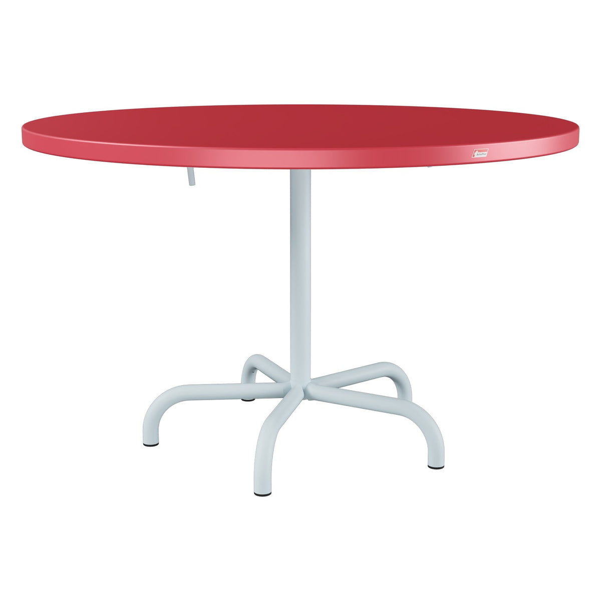 Schaffner Säntis Table repas rabattable Ø117cm – Rouge Érable 33 / Bleu Pastel 51