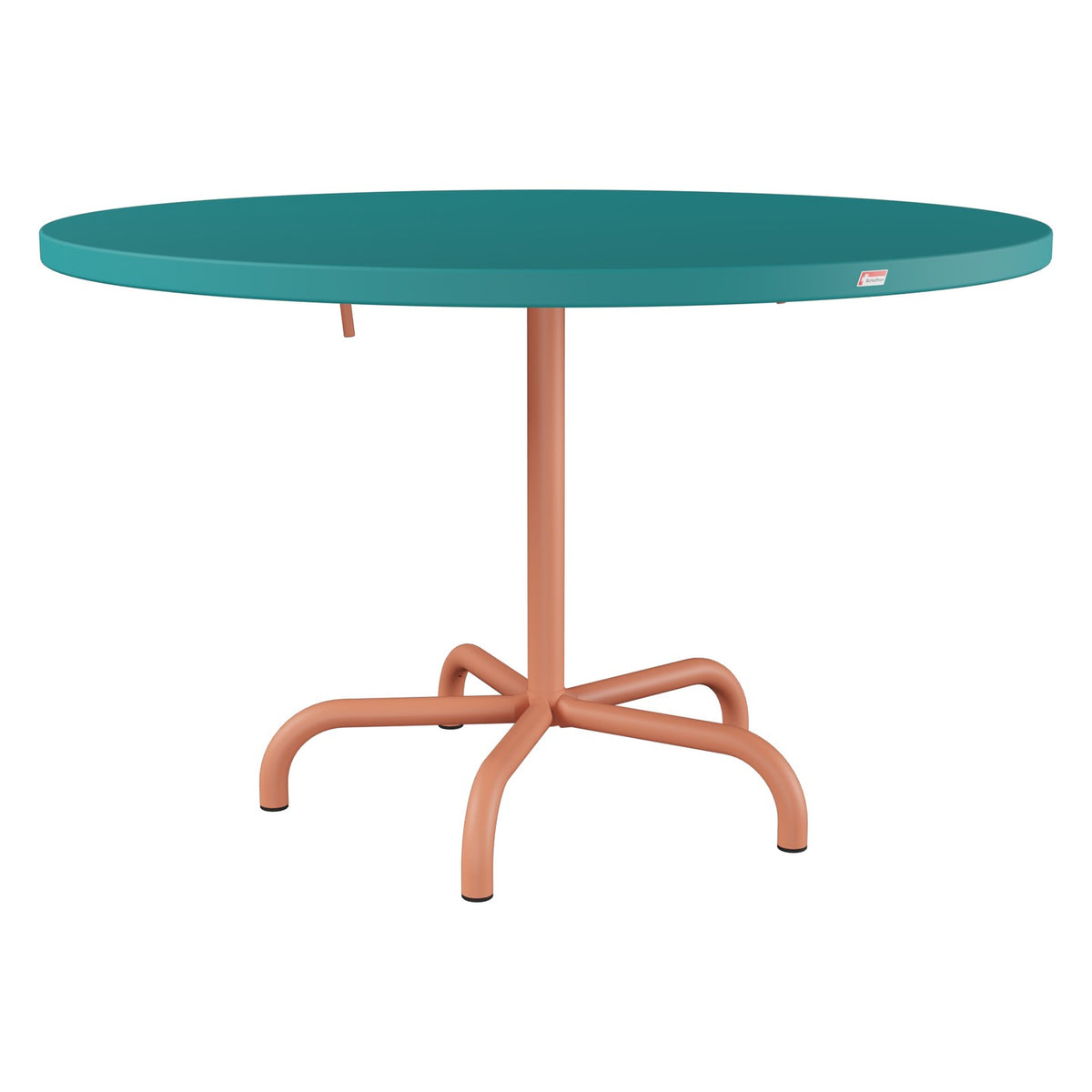 Schaffner Säntis Table repas rabattable Ø117cm – Bleu Kali 56 / Terracotta 84