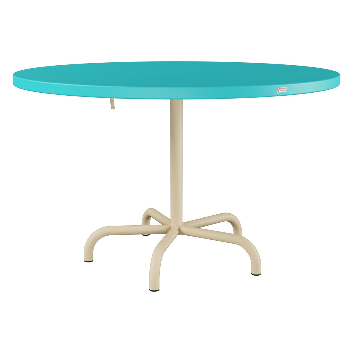 Schaffner Säntis Table repas rabattable Ø117cm – Turquoise 58 / Marron Pastel 83