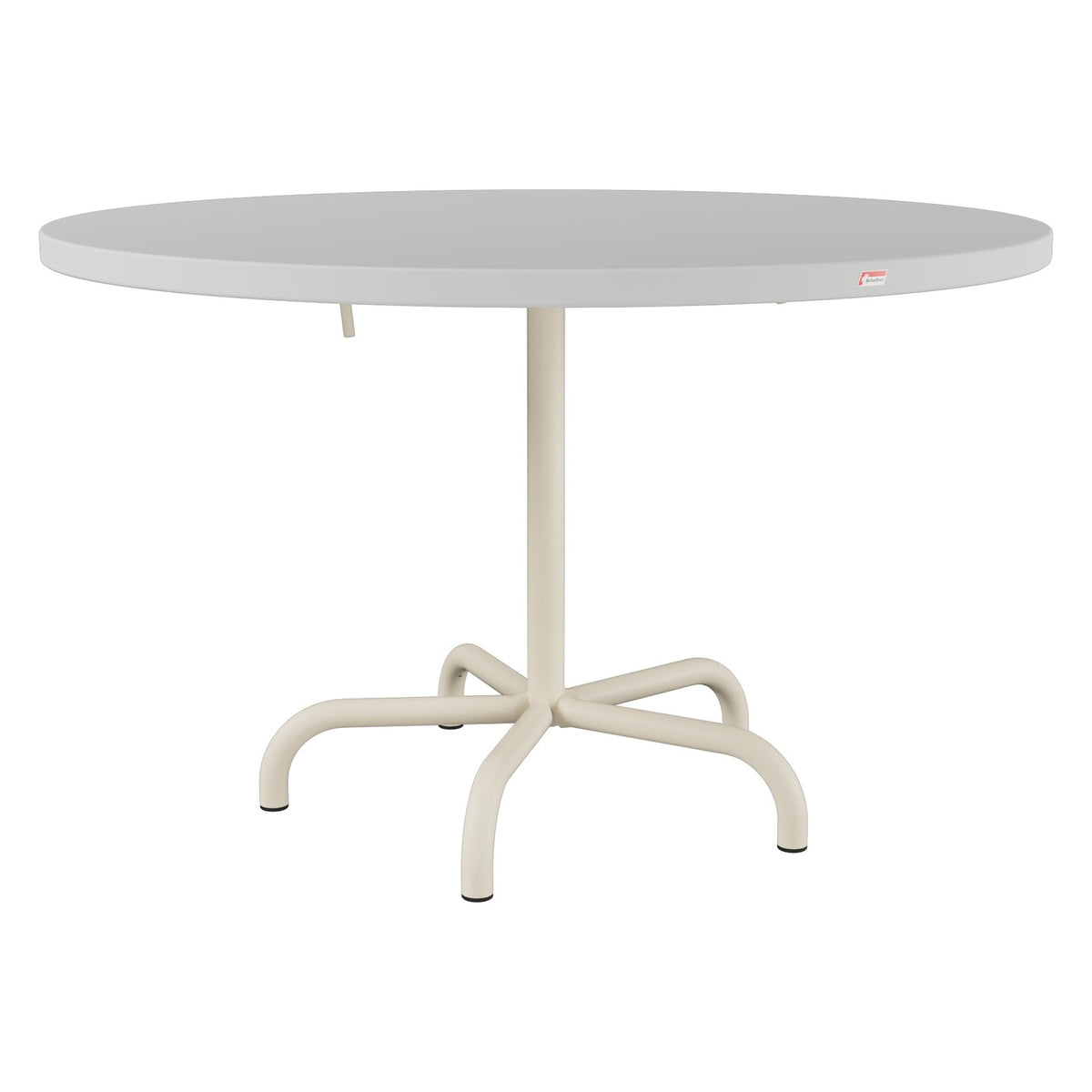 Schaffner Säntis Table repas rabattable Ø117cm – Gris Argent 78 / Sable Pastel 15