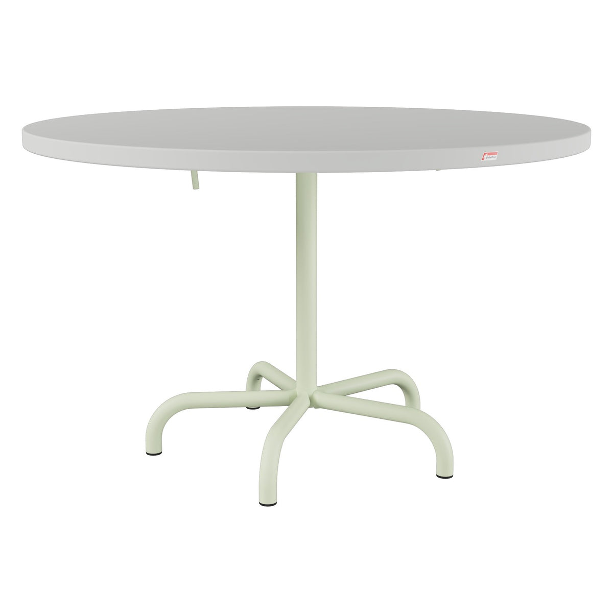 Schaffner Säntis Table repas rabattable Ø117cm – Gris Argent 78 / Vert Pastel 64