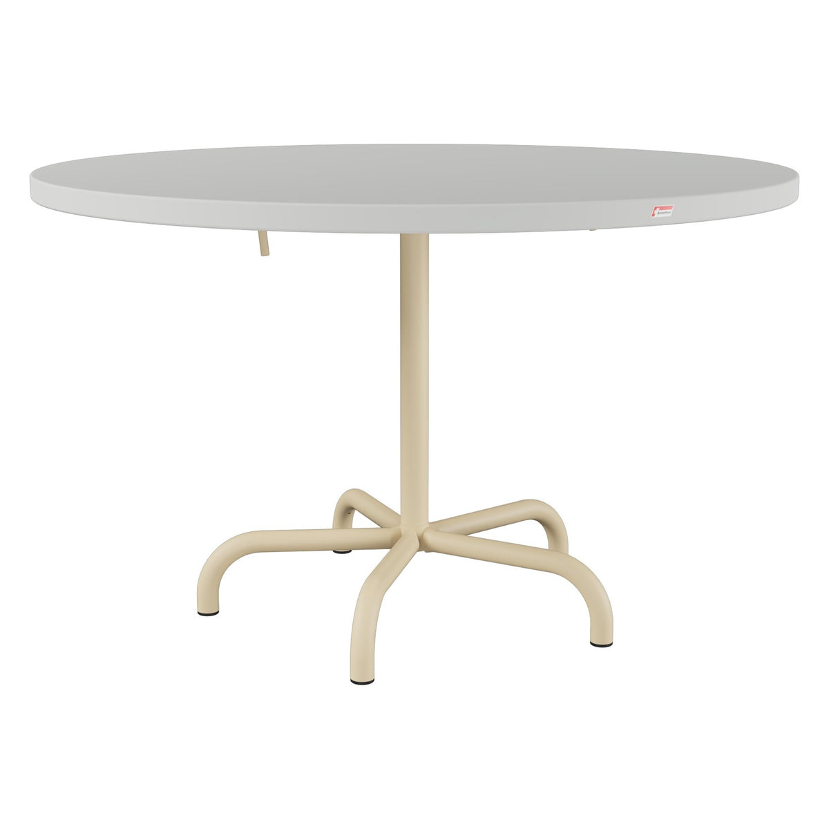 Schaffner Säntis Table repas rabattable Ø117cm – Gris Argent 78 / Marron Pastel 83