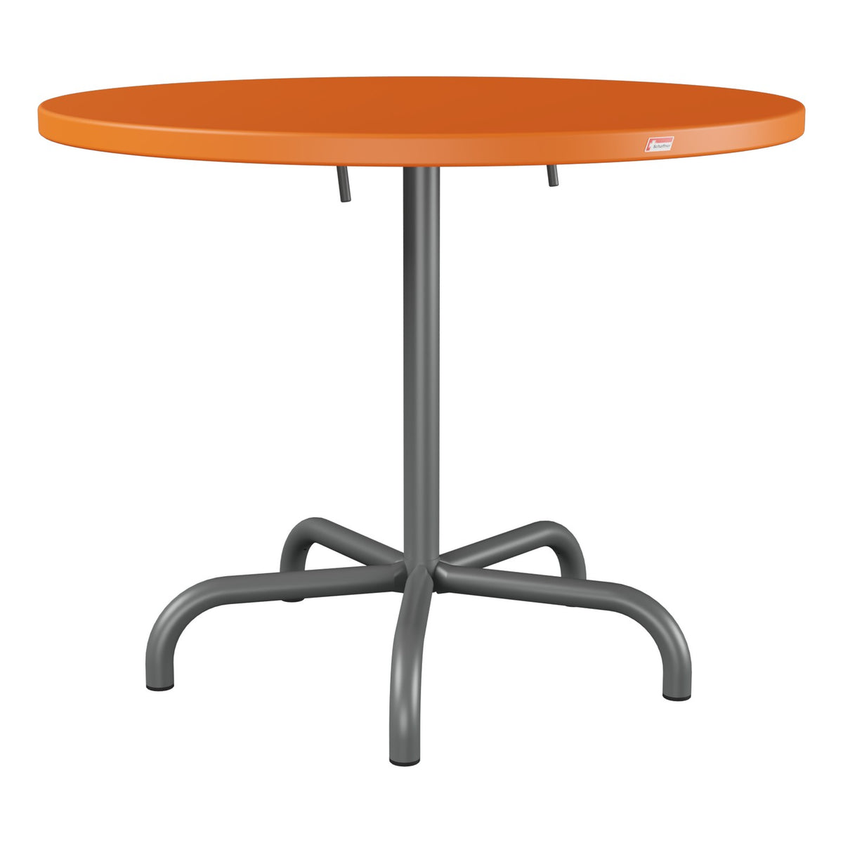 Schaffner Säntis Table repas rabattable Ø92cm – Orange 13 / Graphite 73