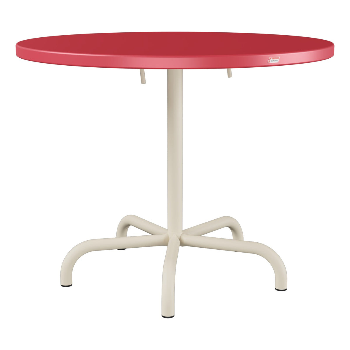 Schaffner Säntis Table repas rabattable Ø92cm – Rouge Érable 33 / Sable Pastel 15