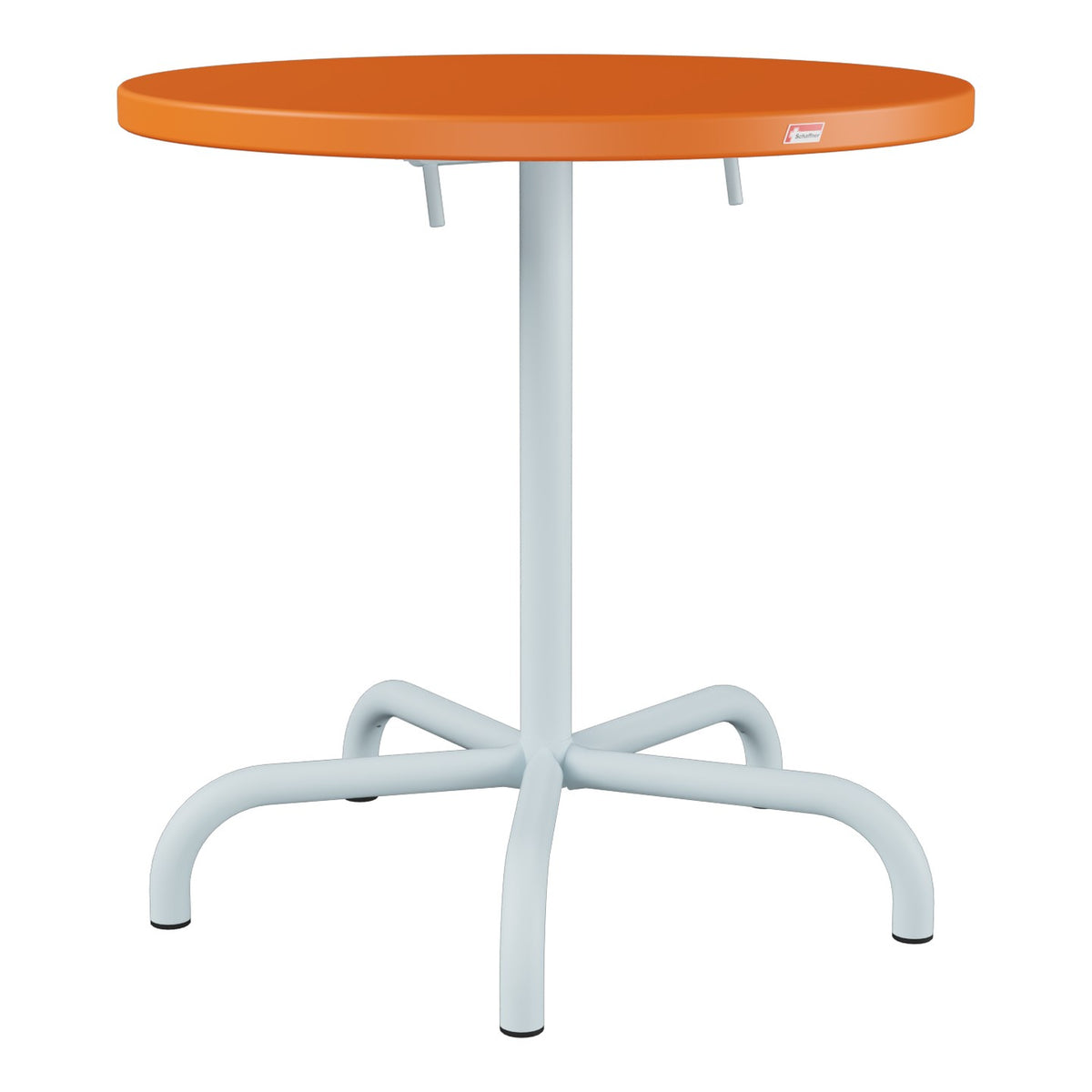 Schaffner Säntis Table repas rabattable Ø72cm – Orange 13 / Bleu Pastel 51