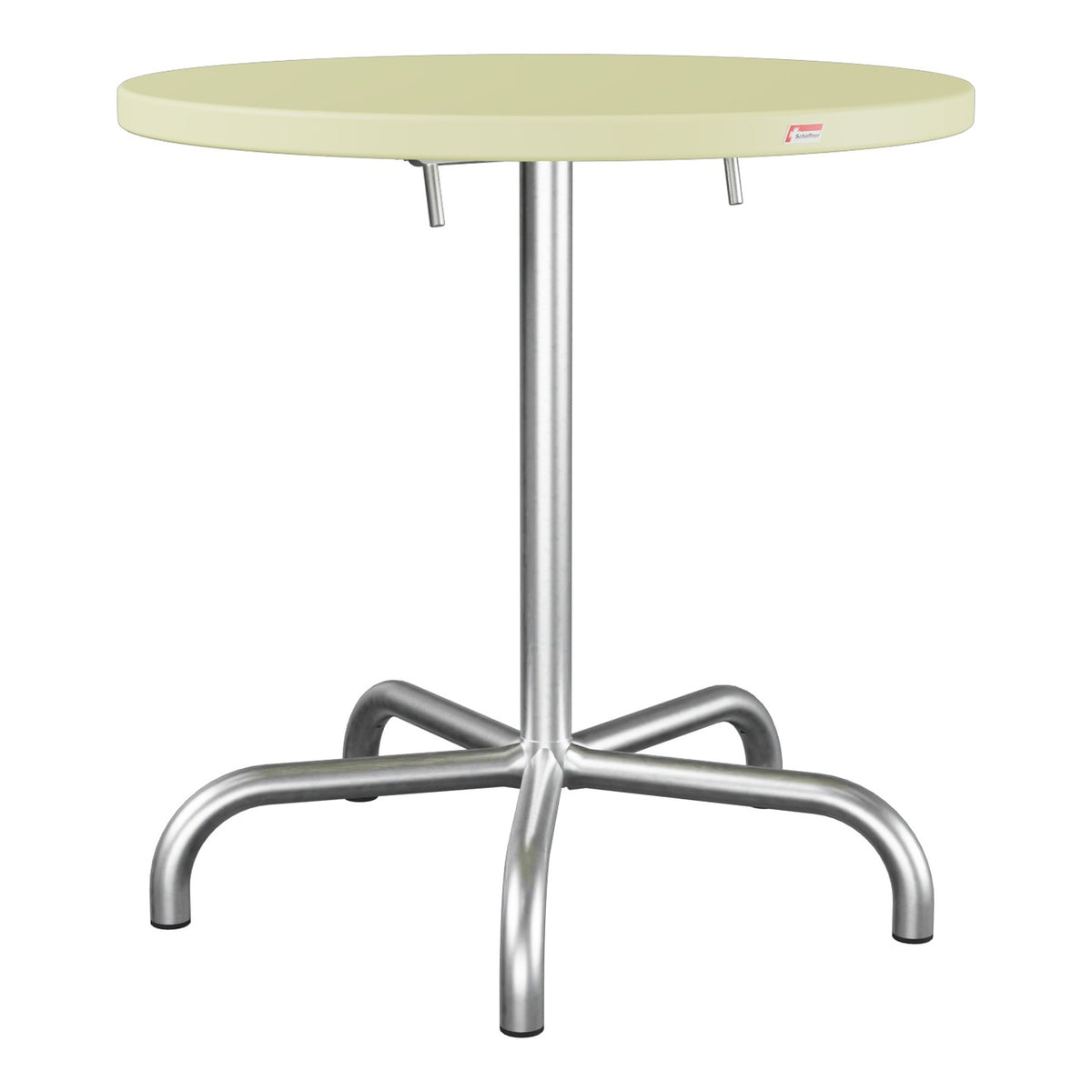 Schaffner Säntis Table repas rabattable Ø72cm – Jaune Buis 18 / Galvanisé à chaud 02