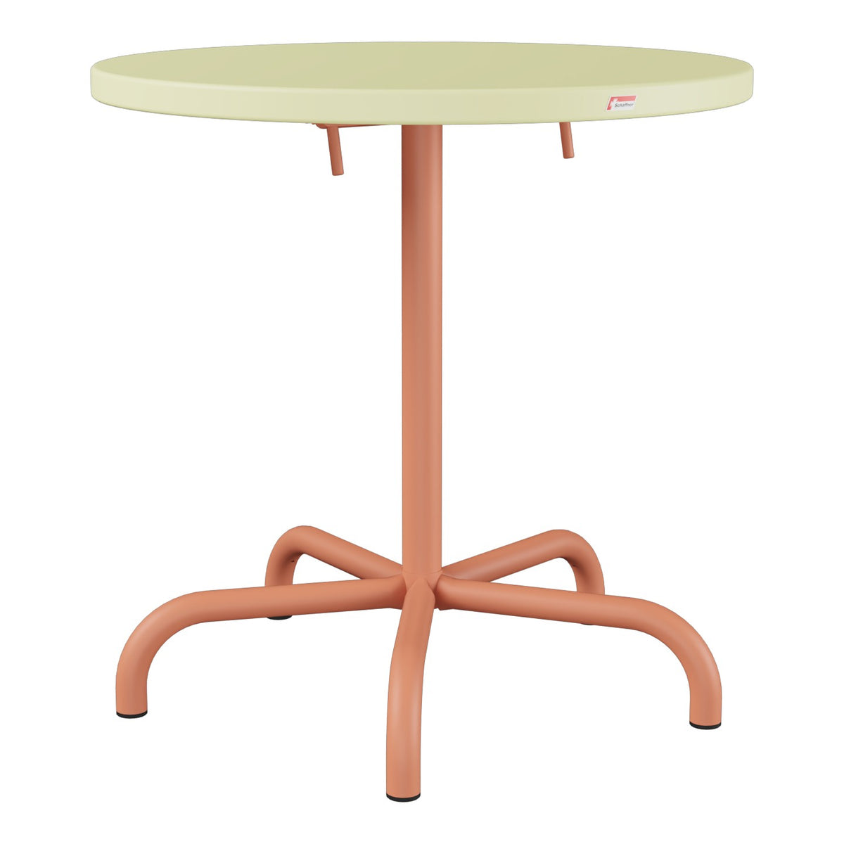 Schaffner Säntis Table repas rabattable Ø72cm – Jaune Buis 18 / Terracotta 84