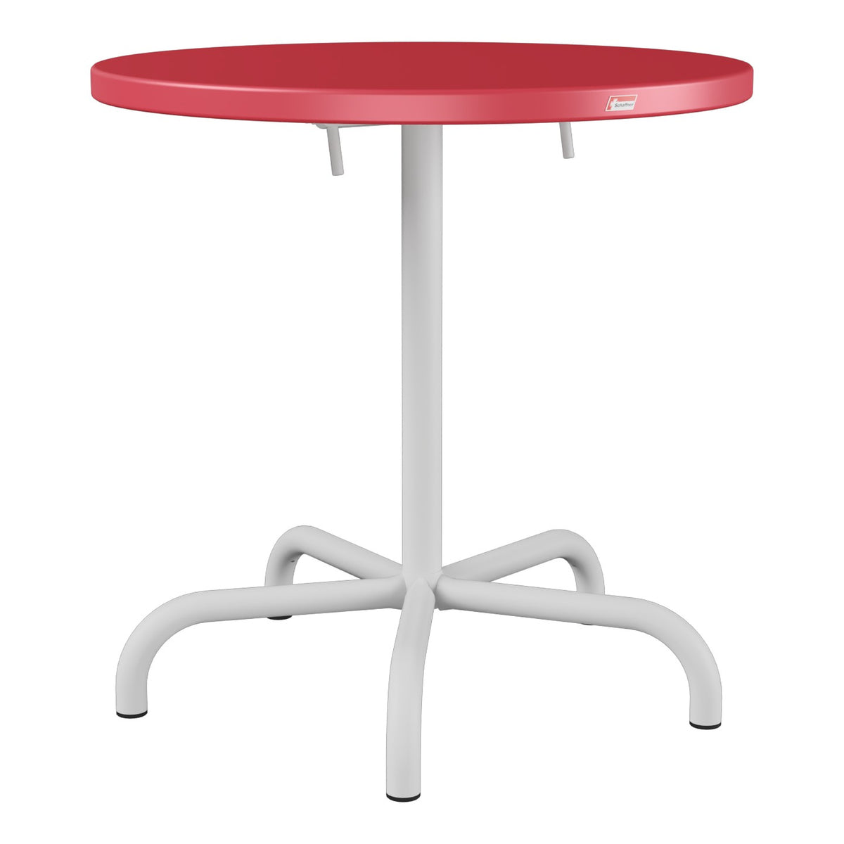 Schaffner Säntis Table repas rabattable Ø72cm – Rouge Érable 33 / Gris Argent 78