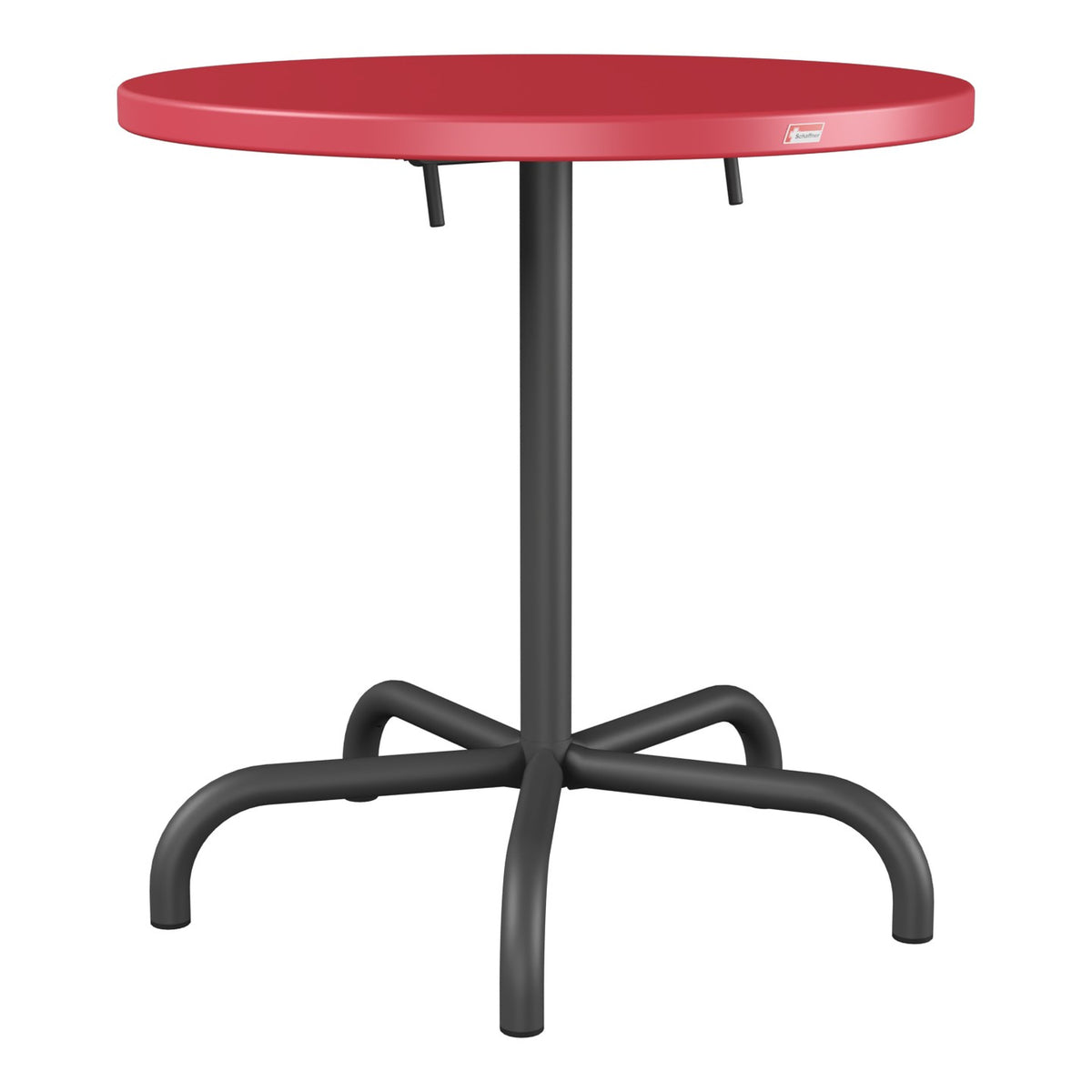 Schaffner Säntis Table repas rabattable Ø72cm – Rouge Érable 33 / Noir 91