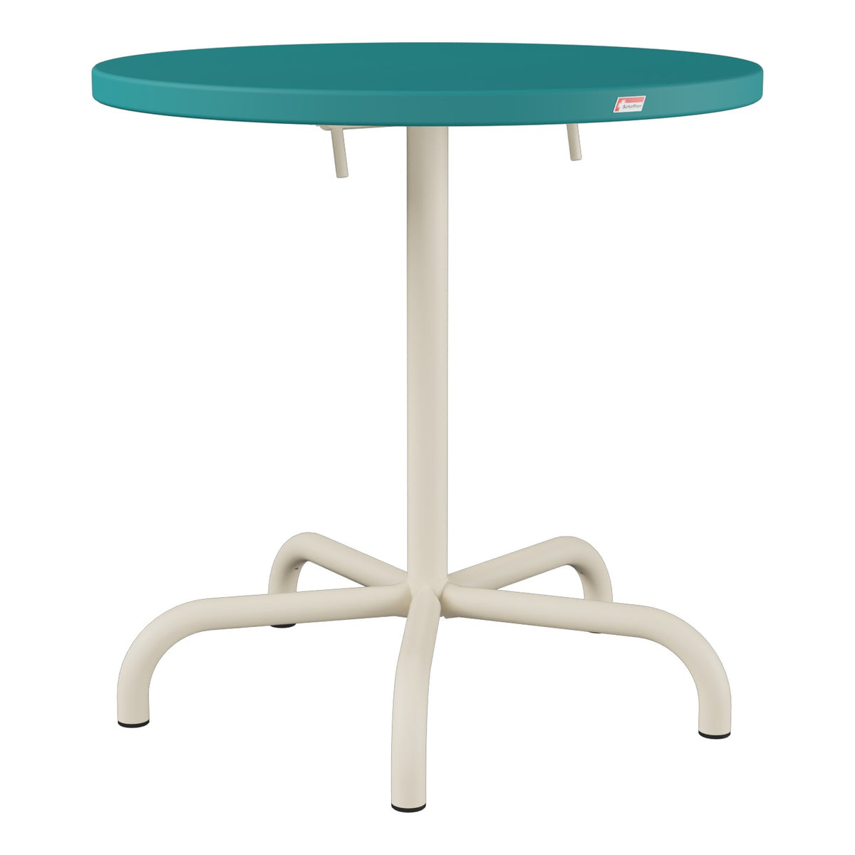 Schaffner Säntis Table repas rabattable Ø72cm – Bleu Kali 56 / Sable Pastel 15