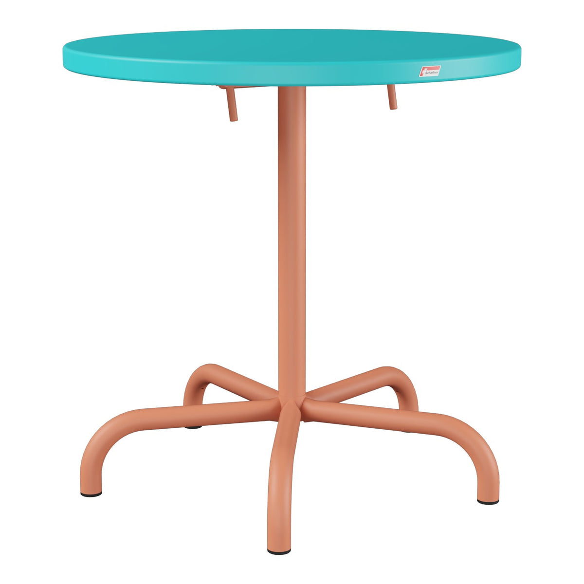 Schaffner Säntis Table repas rabattable Ø72cm – Turquoise 58 / Terracotta 84