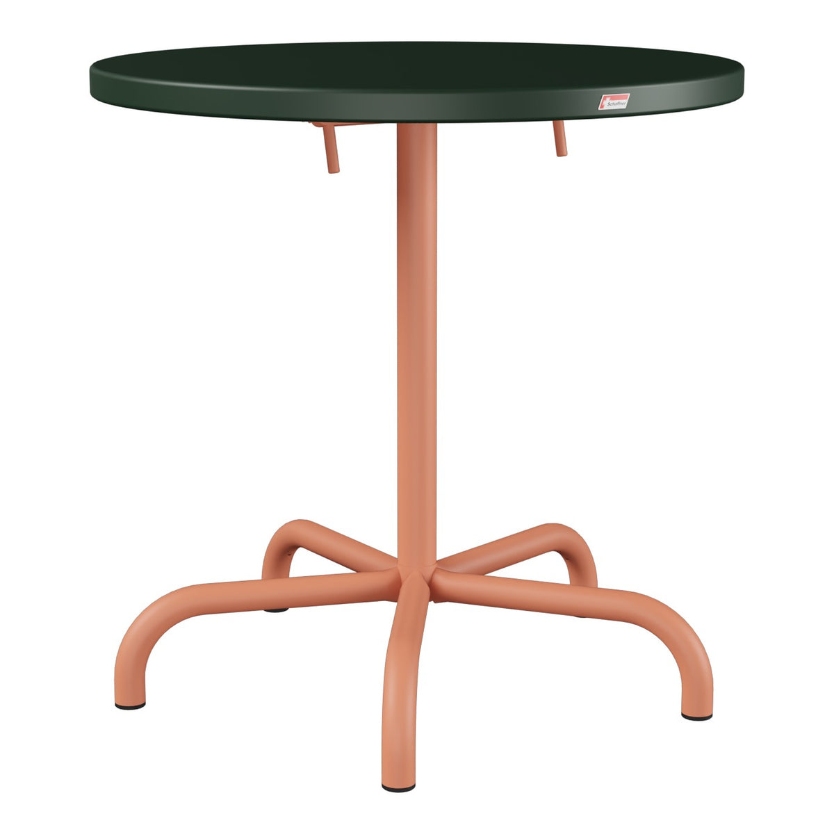 Schaffner Säntis Table repas rabattable Ø72cm – Vert Sapin 66 / Terracotta 84