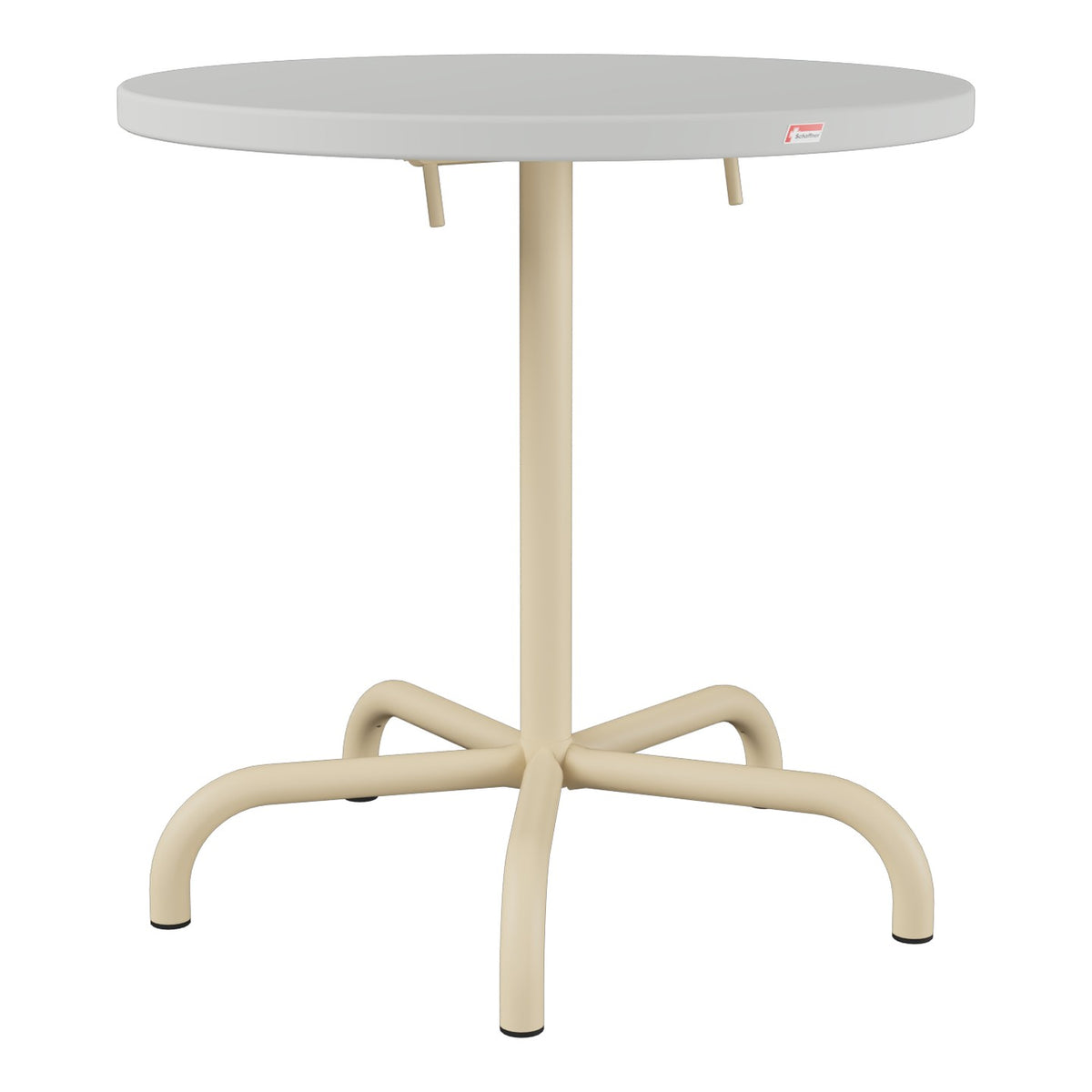 Schaffner Säntis Table repas rabattable Ø72cm – Gris Argent 78 / Marron Pastel 83