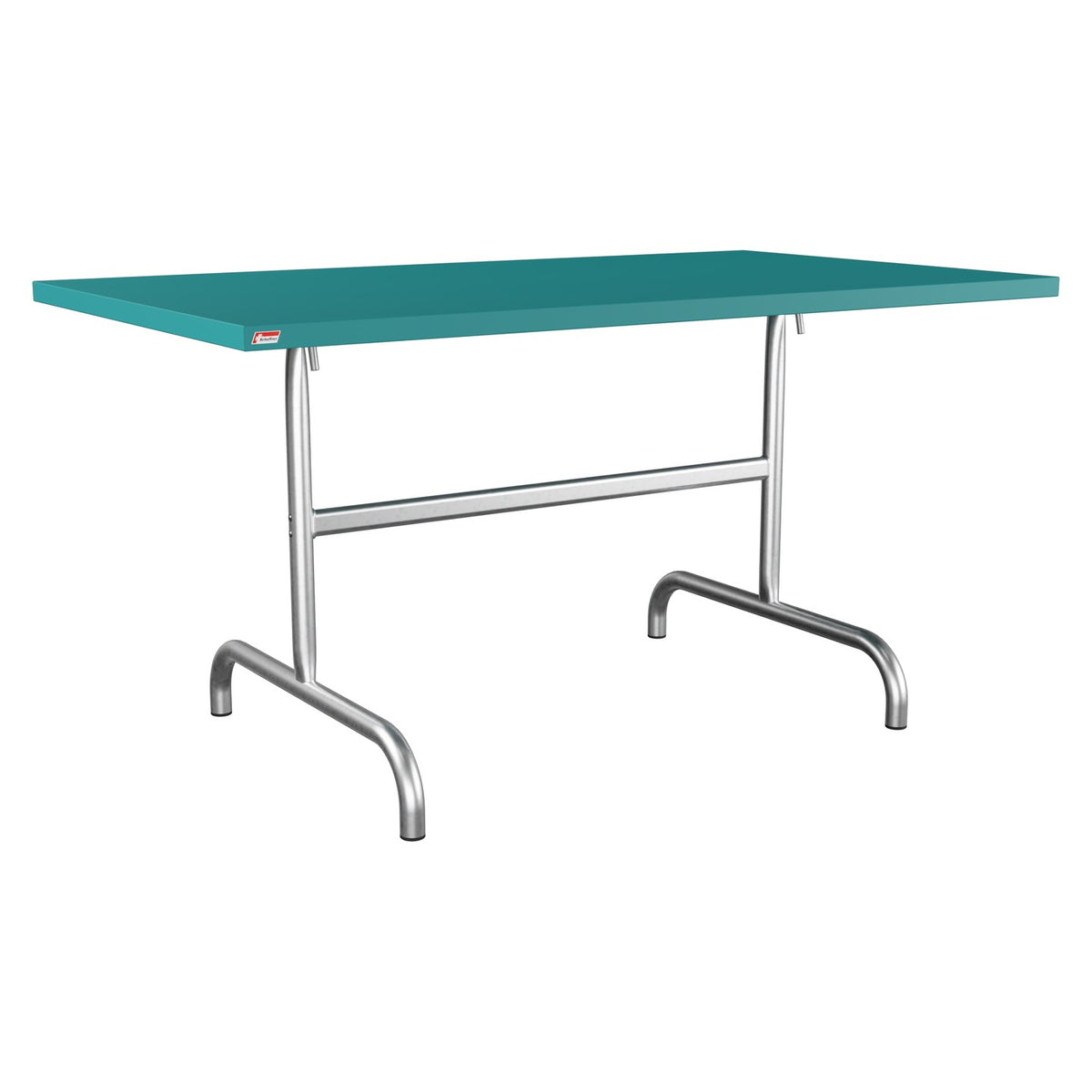 Schaffner Säntis Table repas rabattable 140x80cm – Bleu Kali 56 / Galvanisé à chaud 02