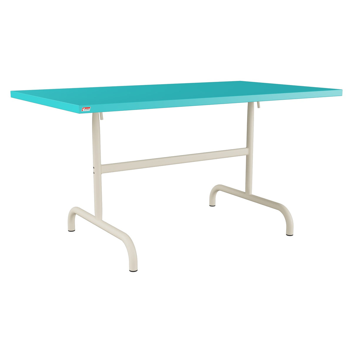 Schaffner Säntis Table repas rabattable 140x80cm – Turquoise 58 / Sable Pastel 15