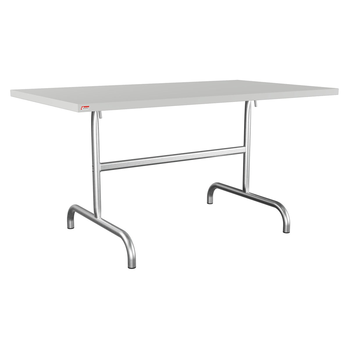 Schaffner Säntis Table repas rabattable 140x80cm – Gris Argent 78 / Galvanisé à chaud 02