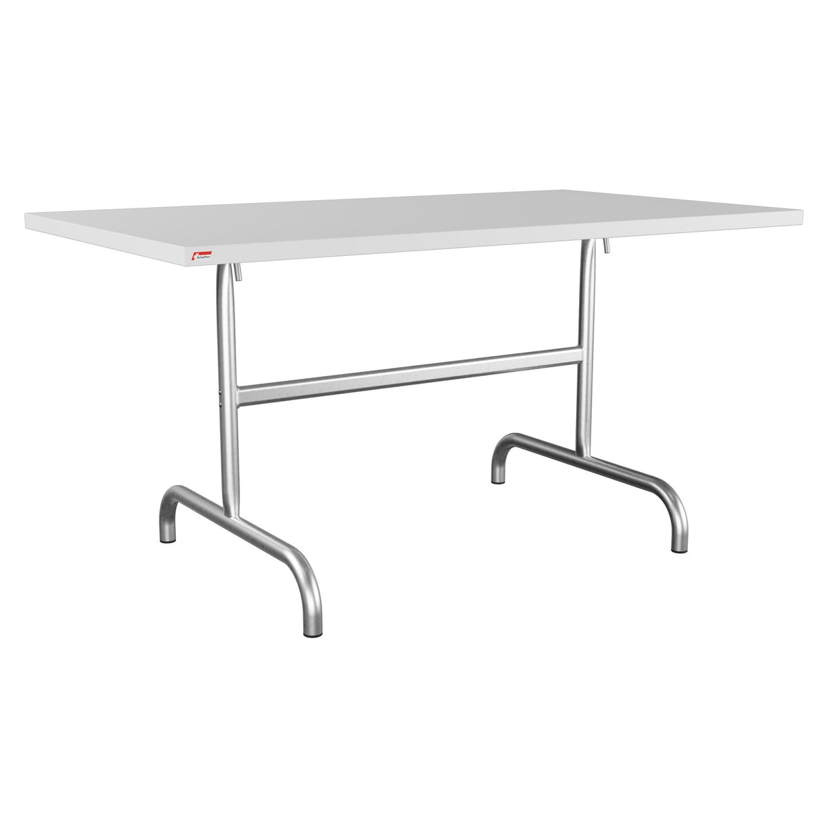 Schaffner Säntis Table repas rabattable 140x80cm – Blanc 90 / Galvanisé à chaud 02