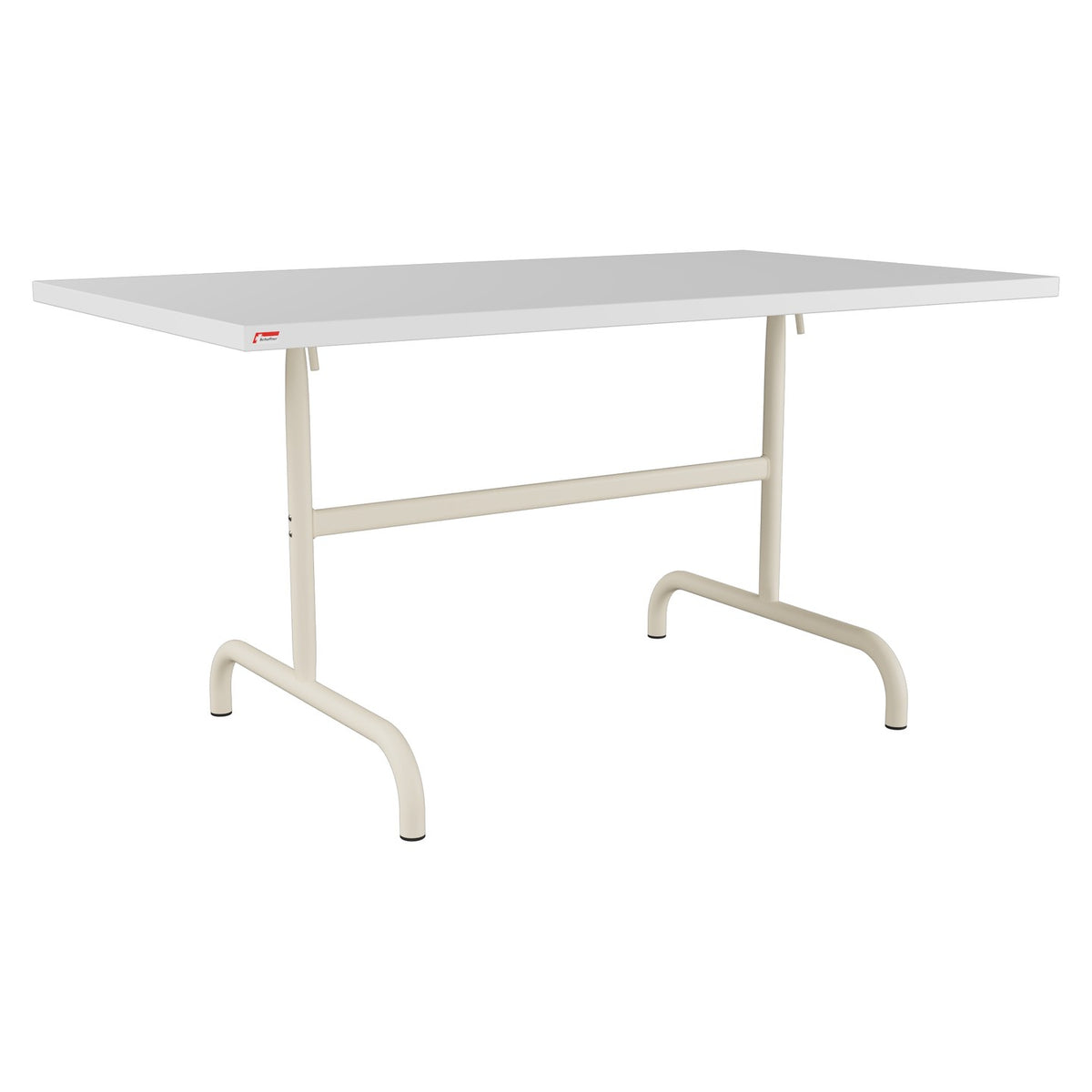 Schaffner Säntis Table repas rabattable 140x80cm – Blanc 90 / Sable Pastel 15
