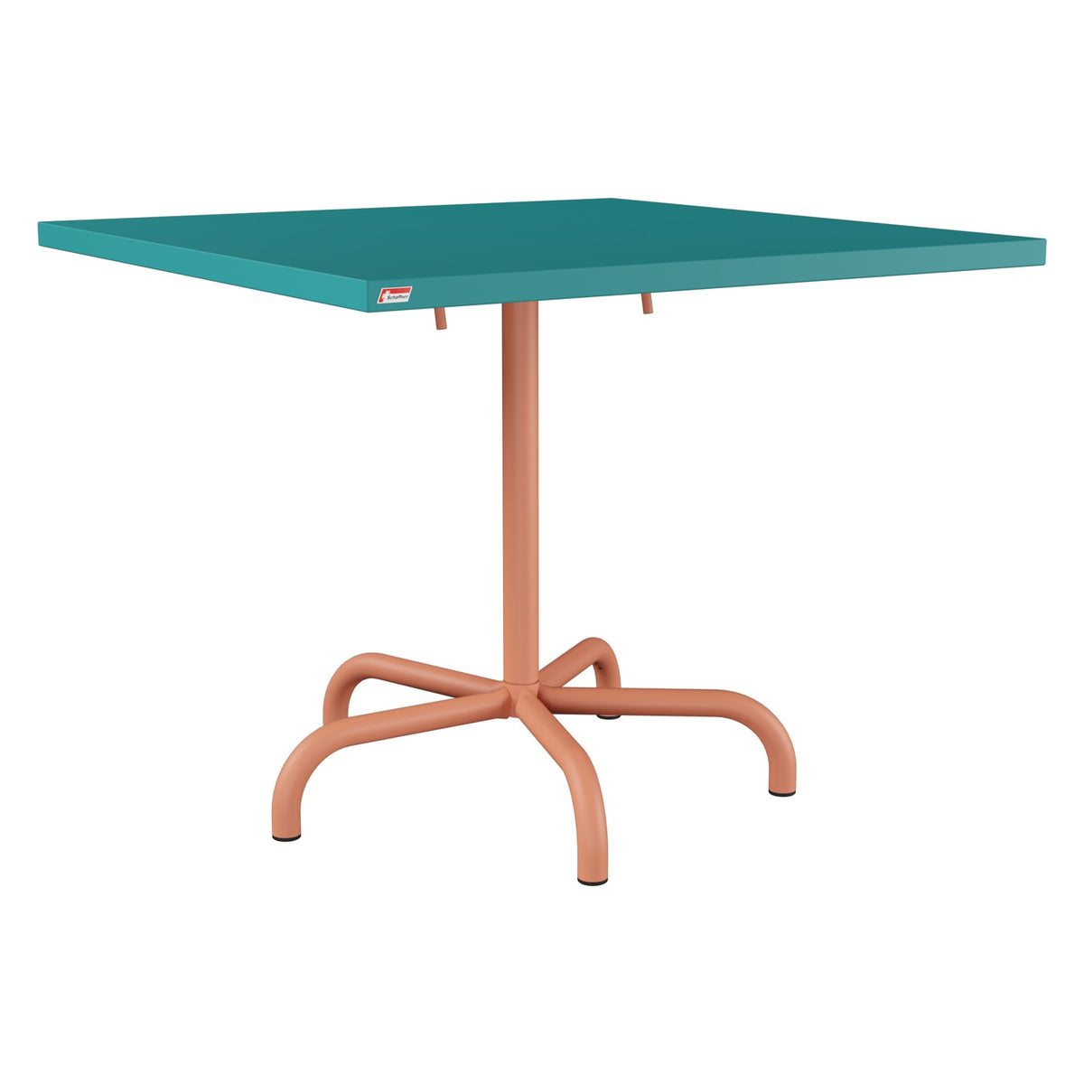Schaffner Säntis Table repas rabattable 90x90cm – Bleu Kali 56 / Terracotta 84
