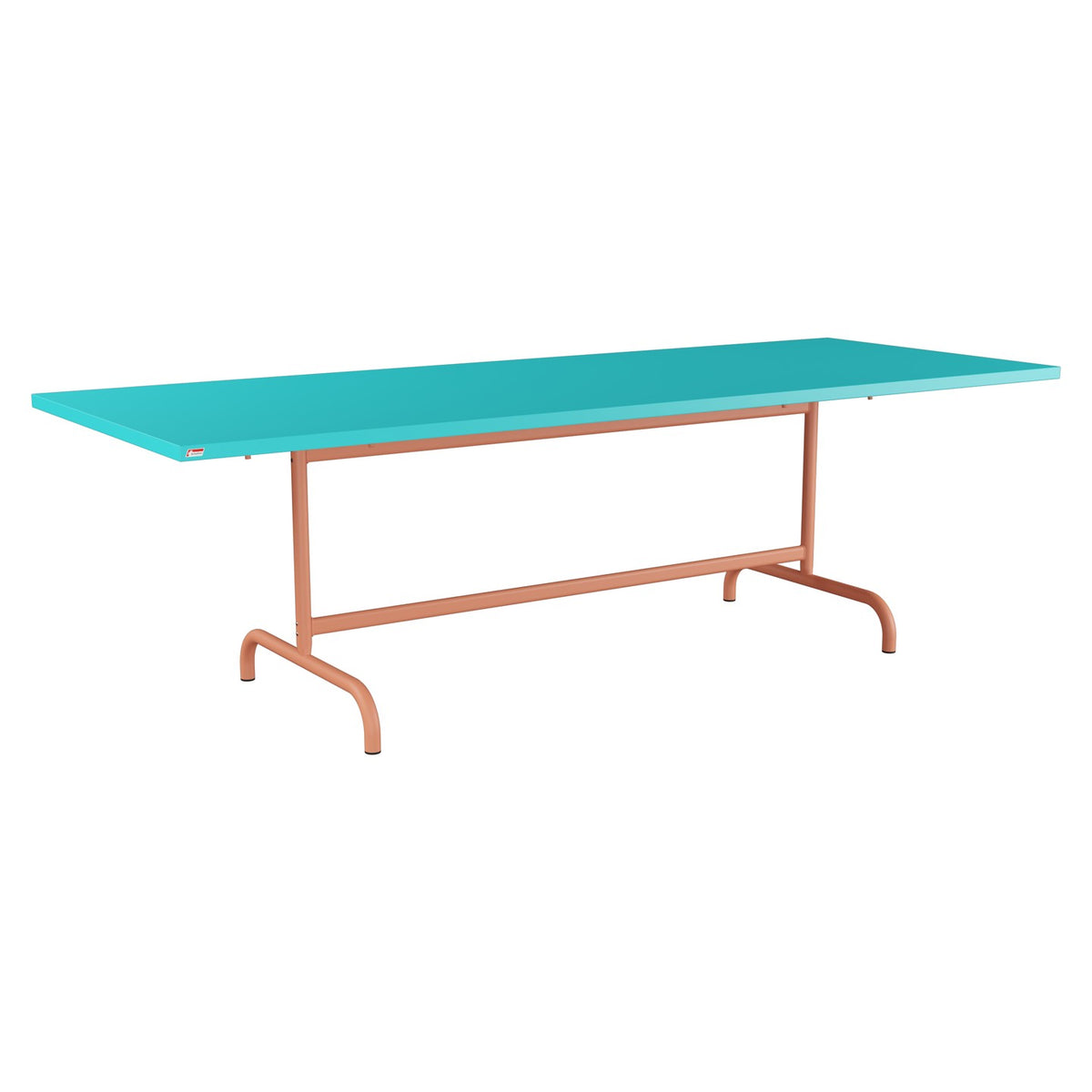 Schaffner Säntis Table repas rabattable 240x90cm – Turquoise 58 / Terracotta 84