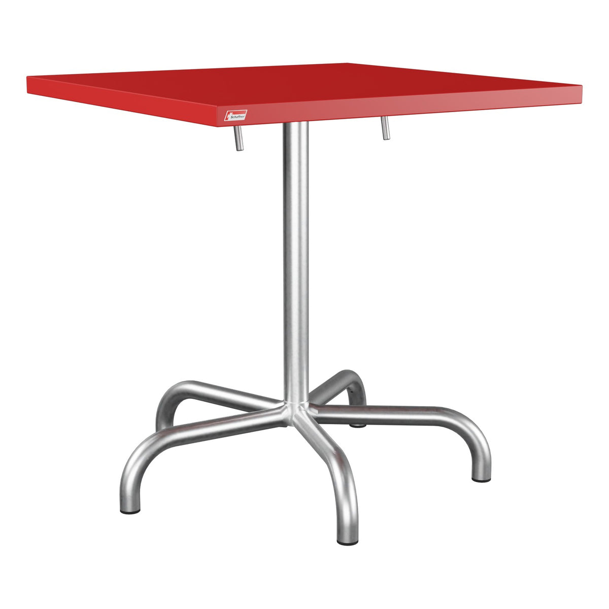 Schaffner Säntis Table repas rabattable 70x70cm – Rouge 30 / Galvanisé à chaud 02