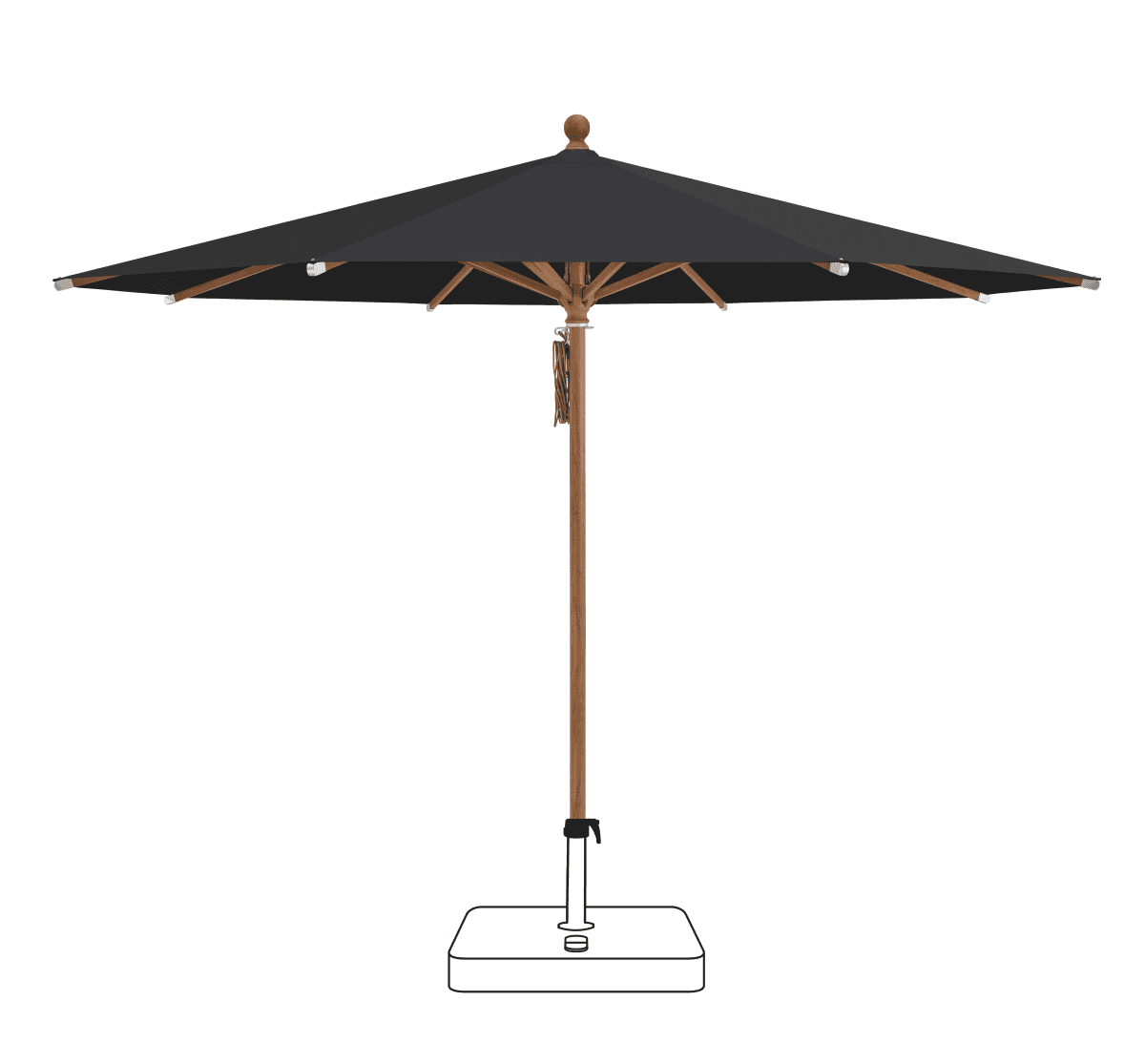 Glatz Parasol PIAZZA rond Qualite 4 408 Black