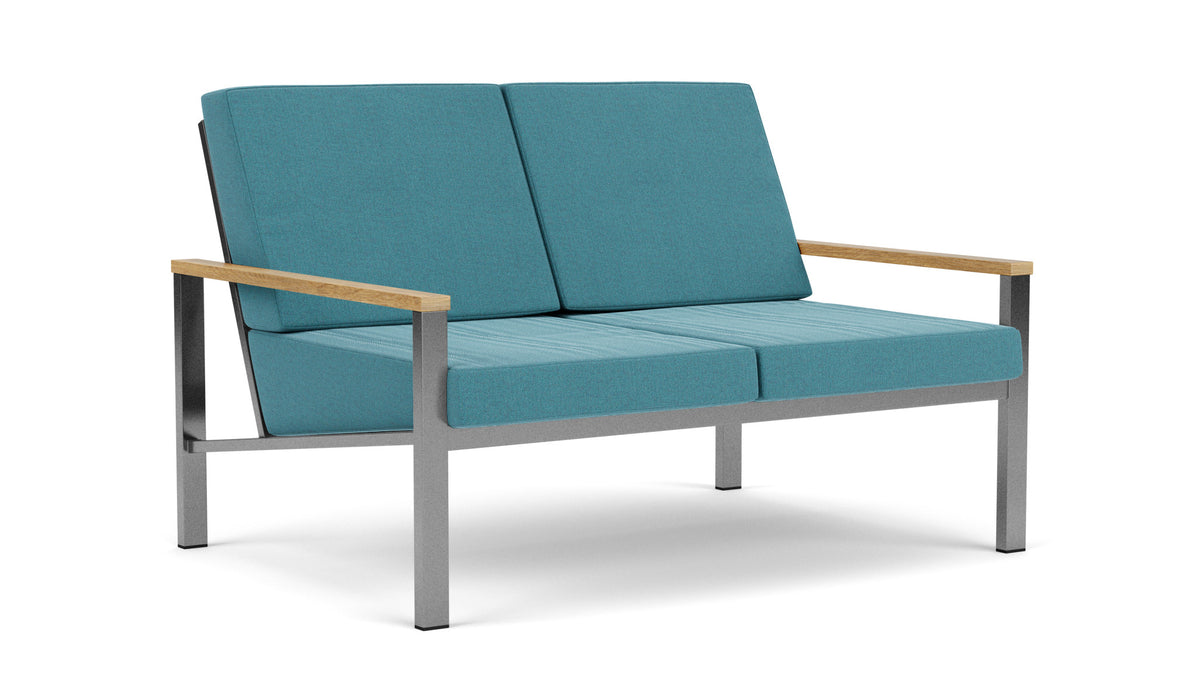 Barlow Tyrie Equinox Occasional Canapé 2 places inox brossé avec coussins Adriatic Blue 3941