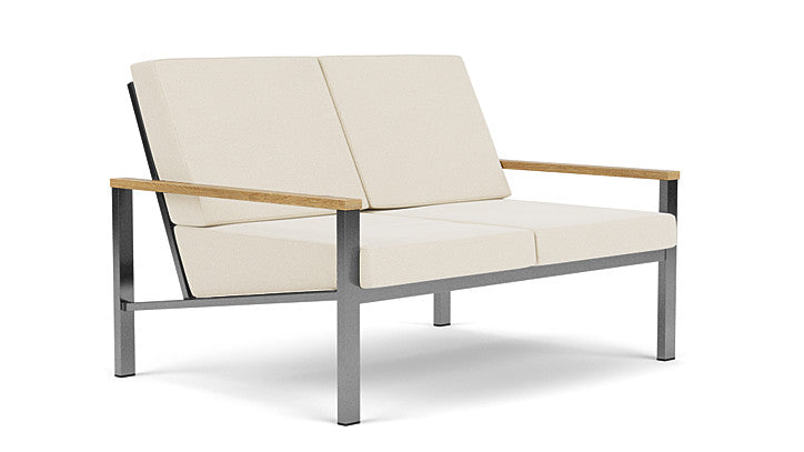 Barlow Tyrie Equinox Occasional Brushed Stainless Steel 2 Seater Sofa with Cushions