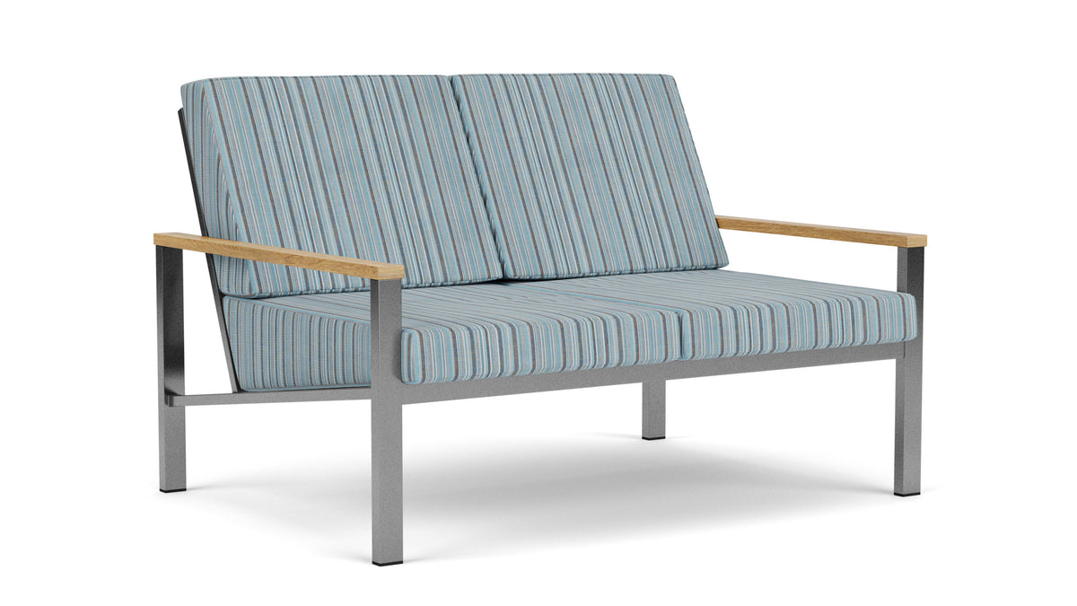 Barlow Tyrie Equinox Occasional Canapé 2 places inox brossé avec coussins Porto Blue Chine 3776