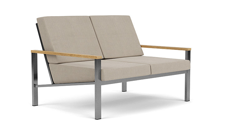 Barlow Tyrie Equinox Occasional Brushed Stainless Steel 2 Seater Sofa with Cushions