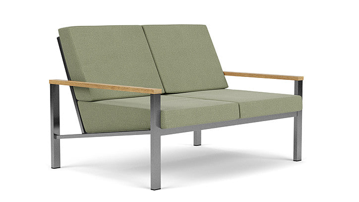 Barlow Tyrie Equinox Occasional Brushed Stainless Steel 2 Seater Sofa with Cushions