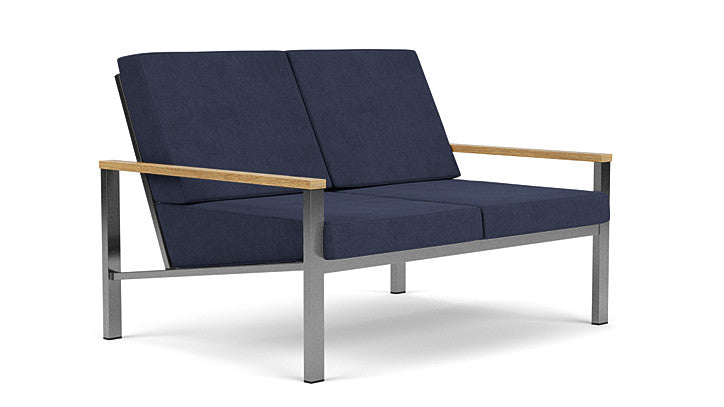 Barlow Tyrie Equinox Occasional Brushed Stainless Steel 2 Seater Sofa with Cushions