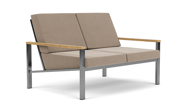 Barlow Tyrie Equinox Occasional Brushed Stainless Steel 2 Seater Sofa with Cushions