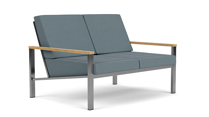 Barlow Tyrie Equinox Occasional Brushed Stainless Steel 2 Seater Sofa with Cushions