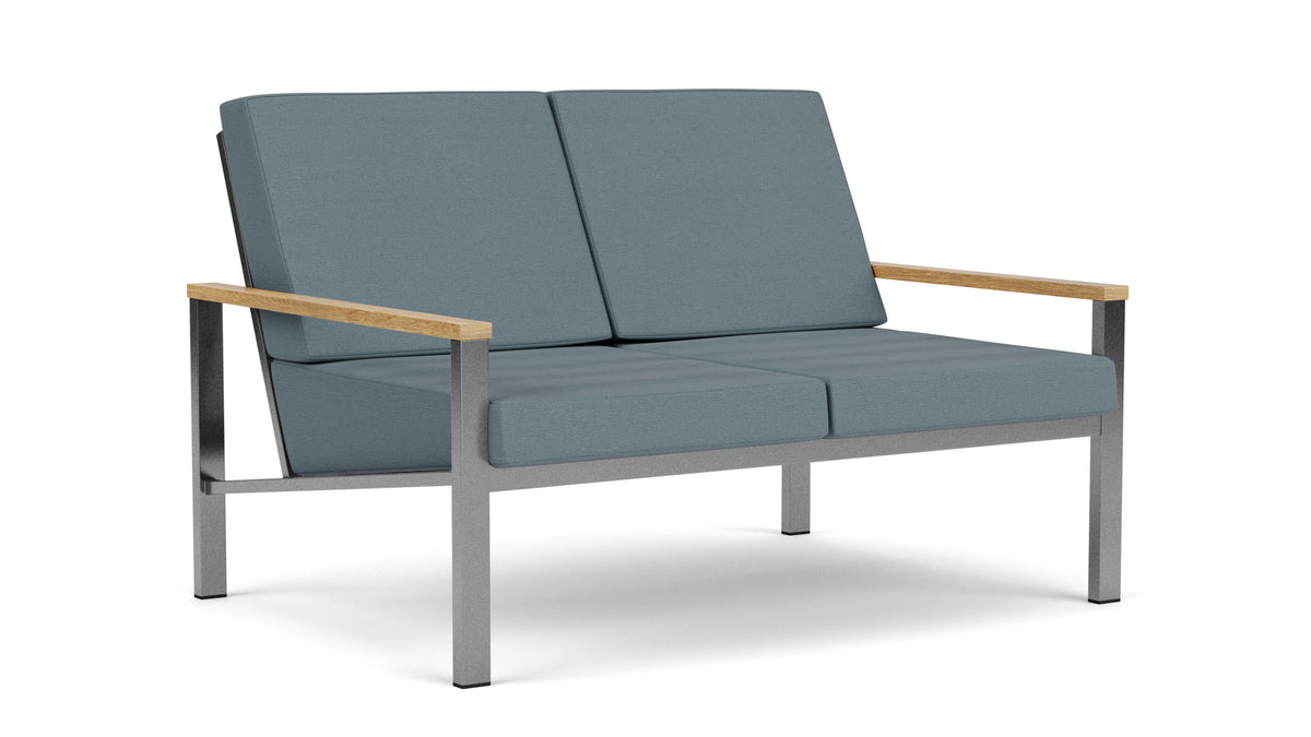Barlow Tyrie Equinox Occasional Canapé 2 places inox brossé avec coussins Carbon Sky 10064