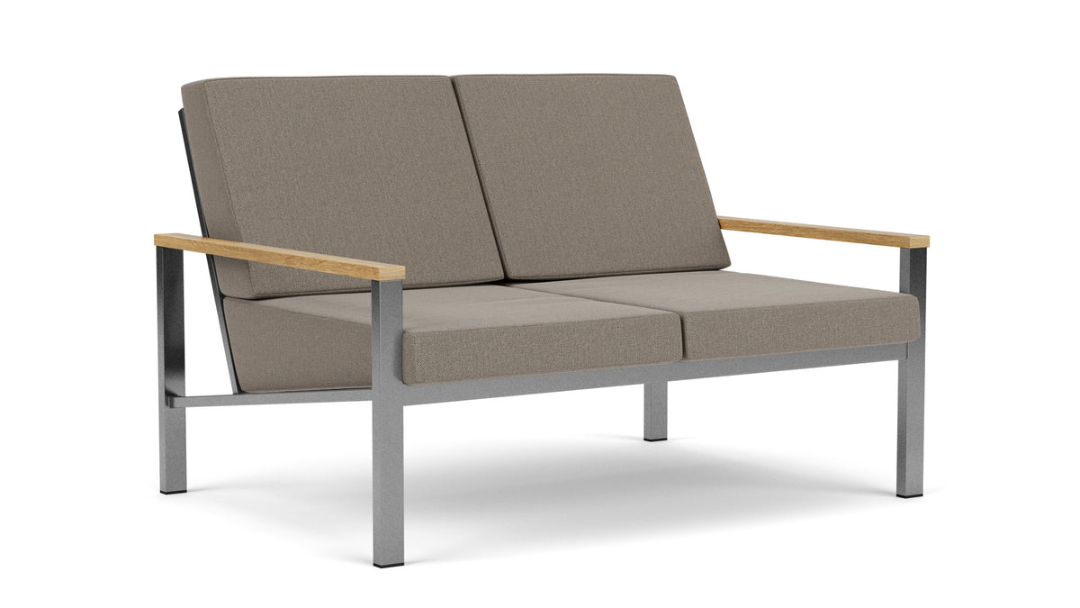 Barlow Tyrie Equinox Occasional Canapé 2 places inox brossé avec coussins Carbon Beige 10065