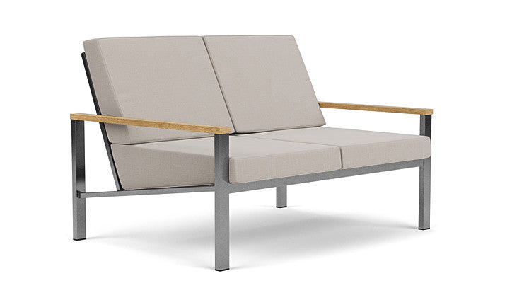 Barlow Tyrie Equinox Occasional Brushed Stainless Steel 2 Seater Sofa with Cushions