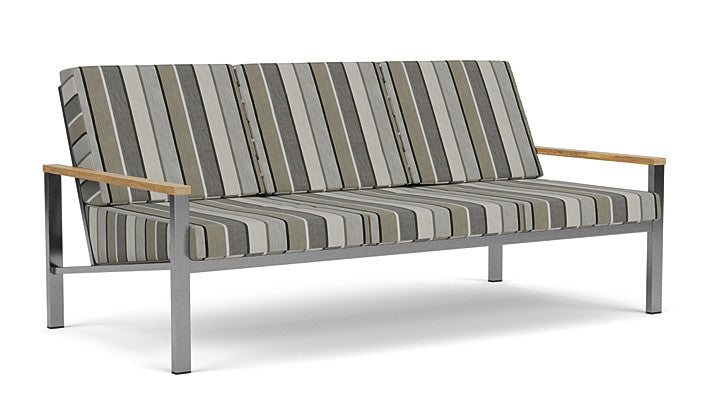 Barlow Tyrie Equinox Occasional Canapé 3 places inox brossé avec coussins Quadri Grey 3778