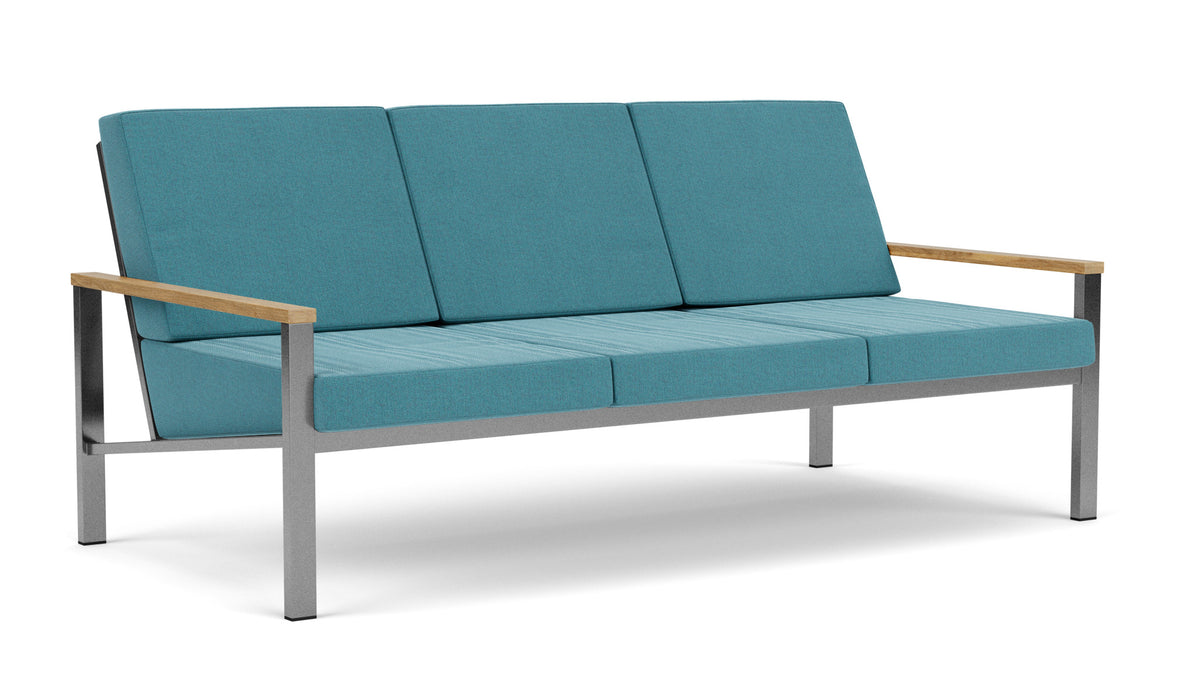 Barlow Tyrie Equinox Occasional Canapé 3 places inox brossé avec coussins Adriatic Blue 3941
