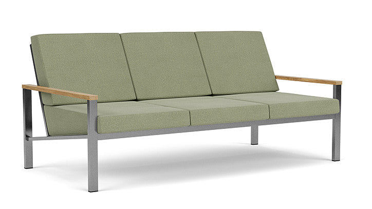 Barlow Tyrie Equinox Occasional Canapé 3 places inox brossé avec coussins Canvas Almond 3983