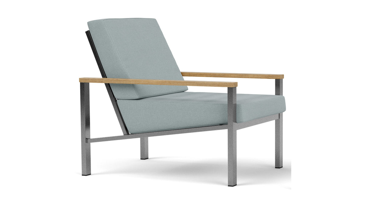 Barlow Tyrie Equinox Occasional Fauteuil Club lounge inox brossé avec coussins Frosty Chine 10025