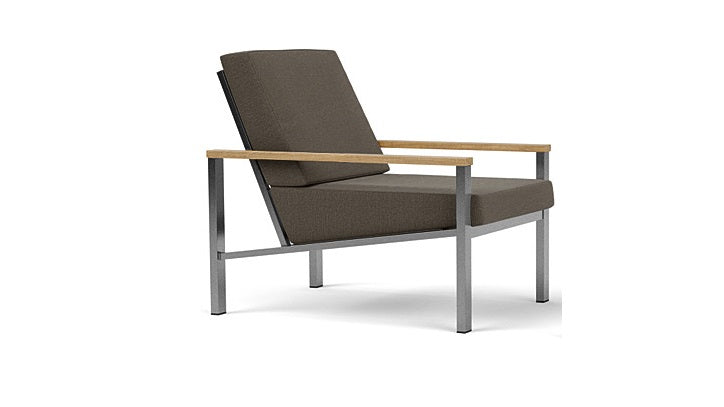 Barlow Tyrie Equinox Occasional Brushed Stainless Steel Club Lounge Chair with Cushions