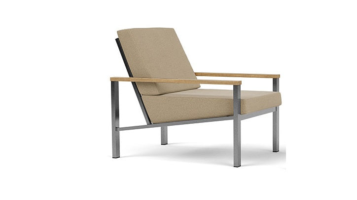 Barlow Tyrie Equinox Occasional Brushed Stainless Steel Club Lounge Chair with Cushions