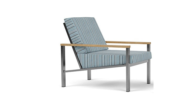 Barlow Tyrie Equinox Occasional Brushed Stainless Steel Club Lounge Chair with Cushions