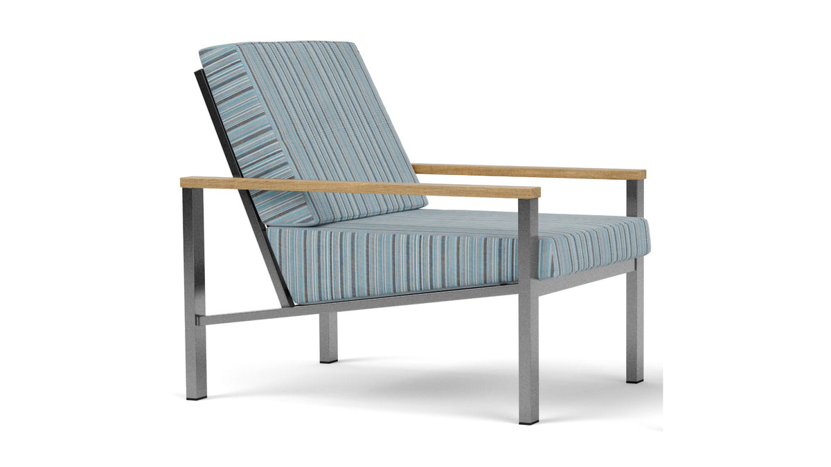 Barlow Tyrie Equinox Occasional Fauteuil Club lounge inox brossé avec coussins Porto Blue Chine 3776