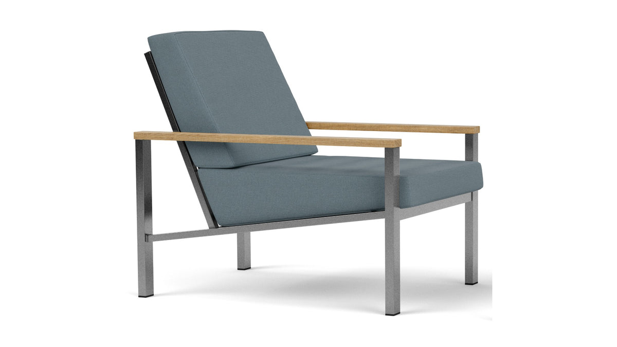 Barlow Tyrie Equinox Occasional Fauteuil Club lounge inox brossé avec coussins Carbon Sky 10064